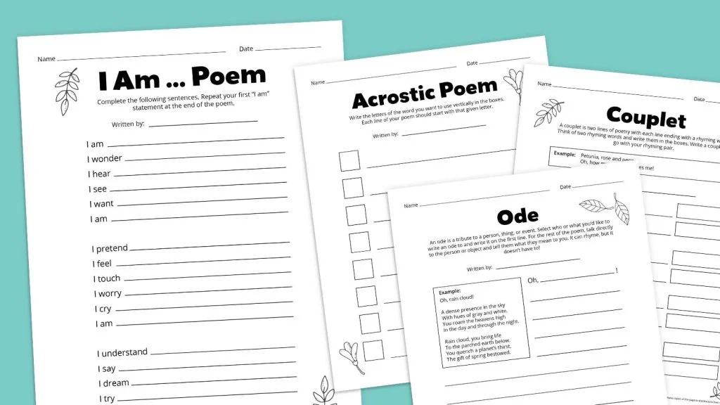 This Free Poetry Worksheet Bundle Is Perfect for Your Poetry Unit